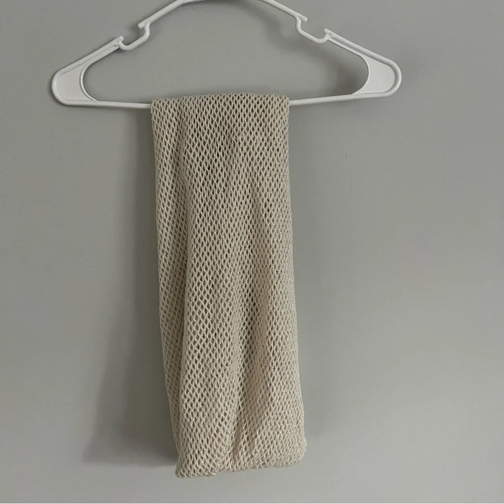 Steve Madden Cream and Gold Metallic Knit Infinity Scarf